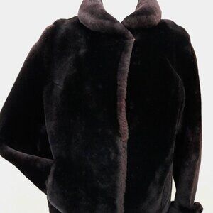 Women's Brown Mouton Lamb Fur Coat Winter Jacket Vintage 1950s 60s . Fits Sz S-M